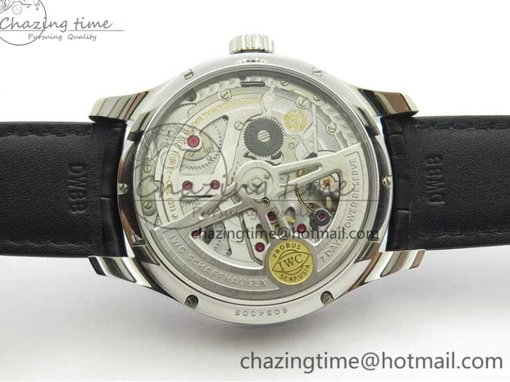 MIROTIME 0108 Portuguese Real PR Real Annual Calendar IW503502 ZF 1:1 Best Edition Black Dial Steel Markers on Black Leather Strap A StreetReady 7134